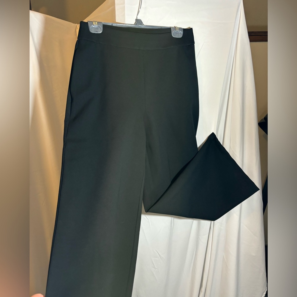 Inc Double-Knit Black Pants - Wide Leg & Slit Pockets Size Medium- 27.5 Inseam